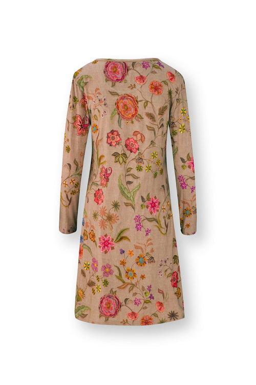 Pip Studio - Dana Nachthemd Lange Mouw Dames - Coco Flower - Zand - XS - vtwonen shop