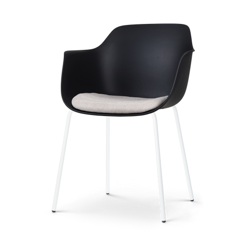 Nolon Nora-Liz Eetkamerstoel Zwart - Beige Kussen - Witte Poten - vtwonen shop