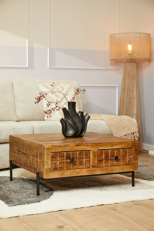 StarFurn Salontafel Brandy - Vierkant Naturel Mangohout - 80x80x40cm - vtwonen shop