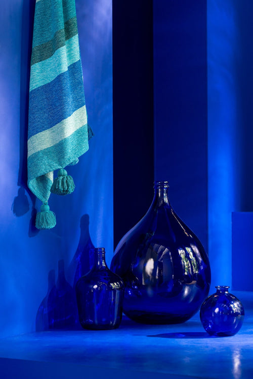 J-Line vaas Lissabon - glas - blauw - small - Ø 40 cm