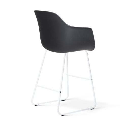 Nolon Nino-Liz barkruk zwart met warm oker zitkussen - wit onderstel - 65 cm