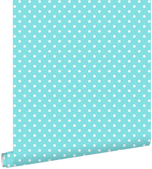 ESTAhome behang stippen turquoise - 53 cm x 10,05 m - 138102 - vtwonen shop