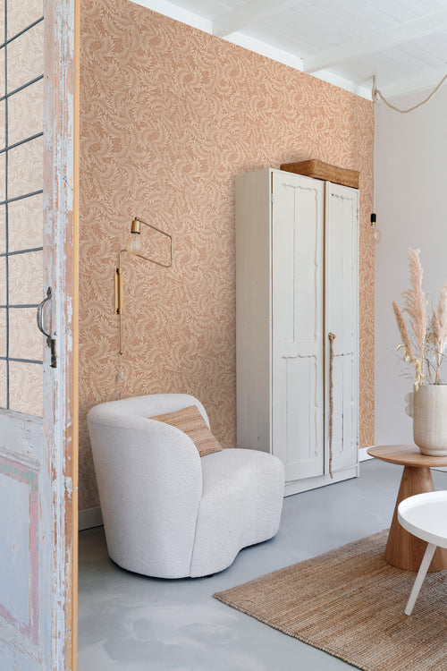 ESTAhome behang bladeren terracotta - 50 x 900 cm - 131140 - vtwonen shop