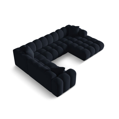 Cosmopolitan Design - Panoramische hoekbank links Treno 4-zits, flueel donkerblauw - 240x330x70cm