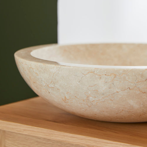 Tikamoon Marmeren waskom in cream ∅ 43cm - Beige