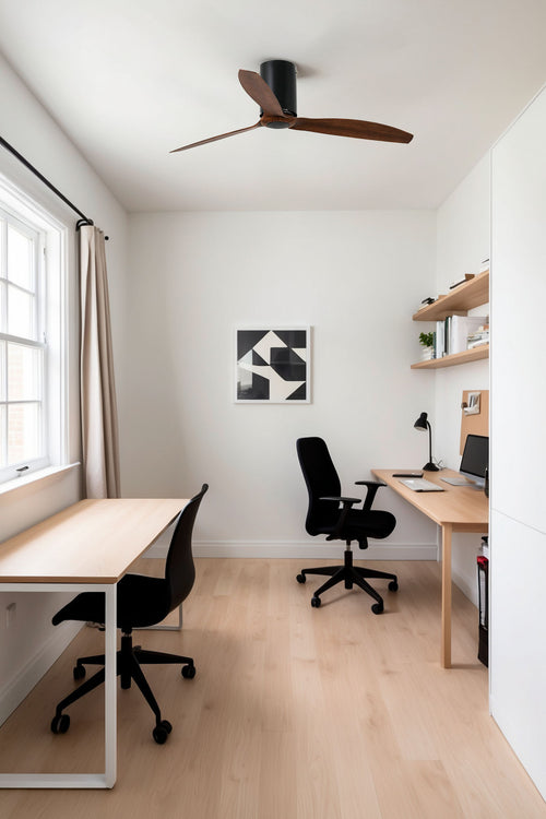 Faro Mini middelgrote plafondventilator met / zonder licht hout, mat zwart