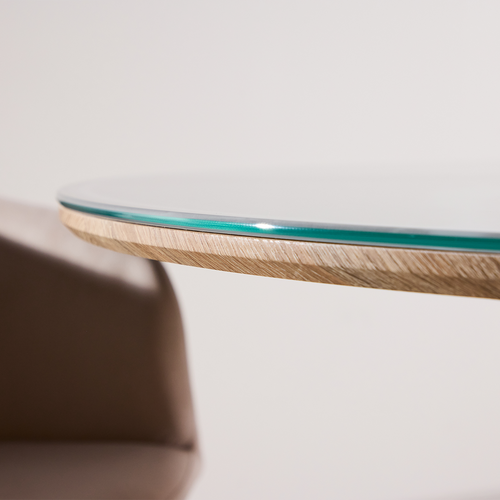 Nest living Maurits Eettafel Met Glazen Tafelblad Bruin - Ø120 cm - vtwonen shop