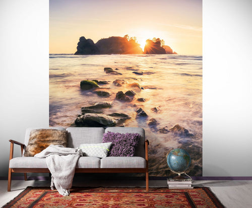 Sanders & Sanders fotobehang zonsondergang grijs - 200 x 250 cm - 612524