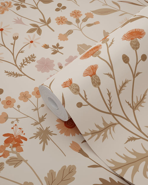 ESTAhome behang veldbloemen terracotta roze - 53 cm x 10.05 m - 139597