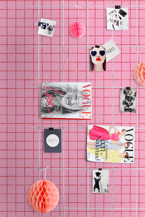 ESTAhome behang geblokt motief roze - 50 x 900 cm - 131597 - vtwonen shop