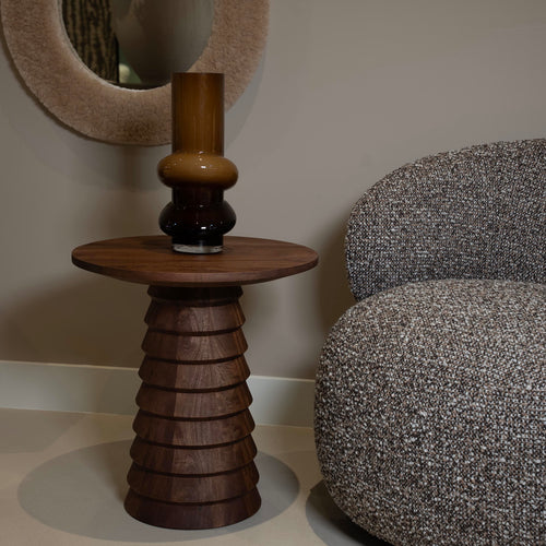DÉJA Living Bijzettafel Marin - Rond Donkerbruin Hout - 46x46x50cm