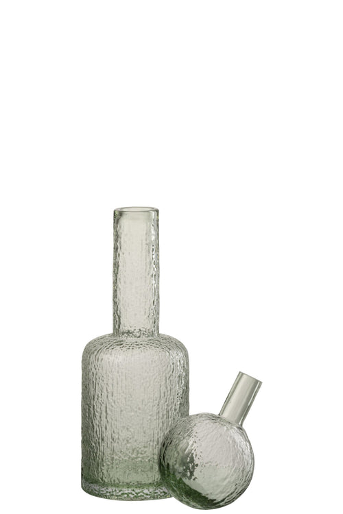 J-Line decoratie Fles Reliëf - glas - transparant/groen - small