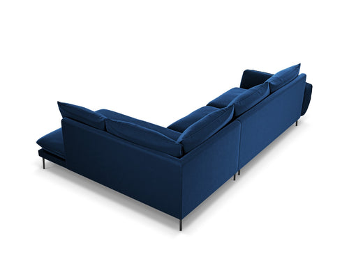 Cosmopolitan Design rechter hoekbank Vienna 6-zits, flueel, koningsblauw - 185x275x95cm