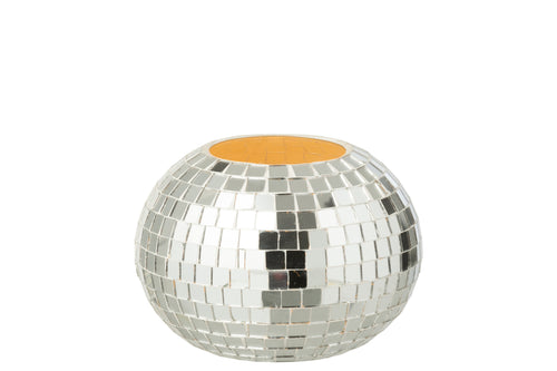 J-Line kaarshouder Bal Mozaïek - glas - zilver - vtwonen shop