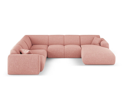 Cosmopolitan Design Panoramische hoekbank links Nolio 6-zits, chenille roze - 252x342x72cm