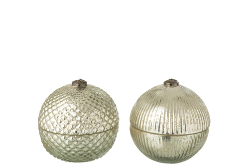 J-Line geurkaars kerstbal - glas - zilver - large - 2 stuks - vtwonen shop