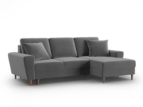 Cosmopolitan Design Converteerbare hoekbank rechts met opbergdoos Kyoto 4-zits, flueel lichtgrijs - 145x241x88cm