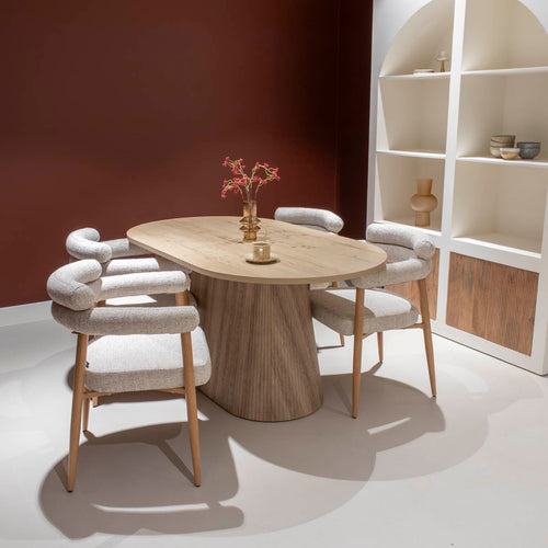 Giga Meubel Eettafel Sylla - Ovaal Naturel Hout - 160x90x75cm