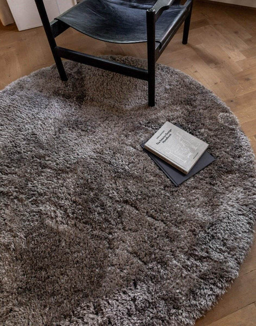 Interieur05 Rond Hoogpolig vloerkleed Fender grijs/lichtgrijs - 240 x 240 cm
