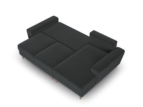Cosmopolitan Design Converteerbare hoekbank rechts met opbergdoos Kyoto 4-zits, flueel donkergrijs - 145x241x88cm