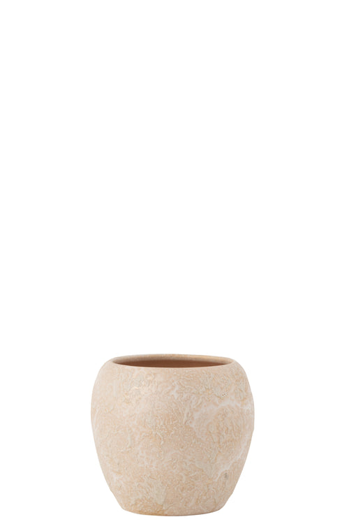 J-Line bloempot Round Terra - roze/goud - large -  Ø 24 cm