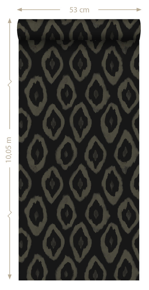 Origin Wallcoverings behang ikat motief zwart - 53 cm x 10,05 m - 346922 - vtwonen shop