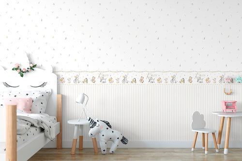 Sanders & Sanders zelfklevende behangrand dieren beige, geel en grijs - 500 x 16 cm - 640490