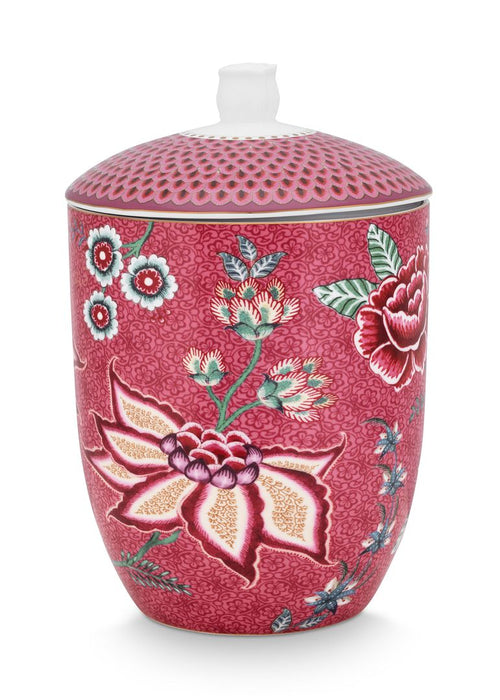 Pip Studio Flower Festival Voorraadpot - Servies - Voorraadpotten - Donkerroze - 1.5l - vtwonen shop