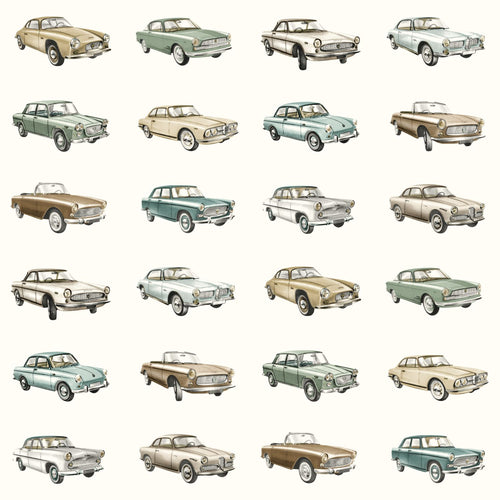 ESTAhome behang vintage auto's beige - 53 cm x 10.05 m - 139546