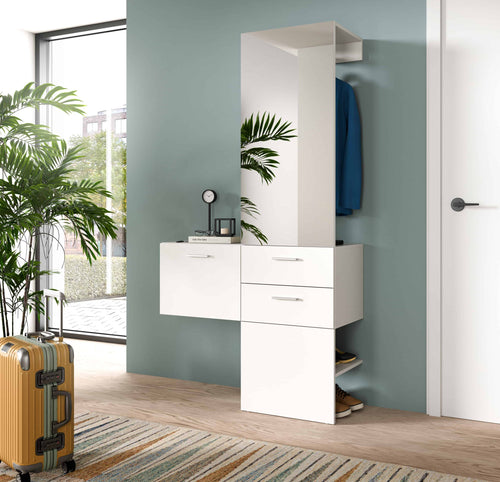 Furnilux Vaga kledingkastcombinatie staand hangend wit melamine wit melamine - 36x104x190cm