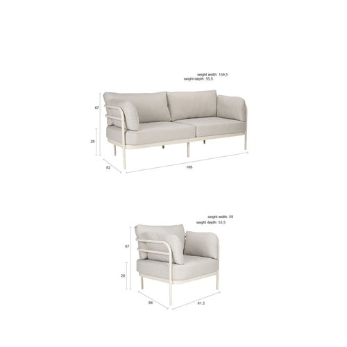 Zuiver Vista Tuin Loungeset bank + 2 fauteuils - Beige - vtwonen shop