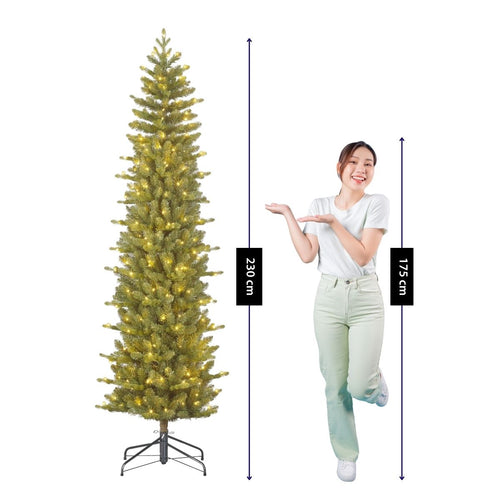 Black Box Trees Harma Kerstboom met LED Verlichting en Timer - Kerstversiering voor Binnen - Kunstboom met Pilaarvorm en Scharnierconstructie - H230 x
