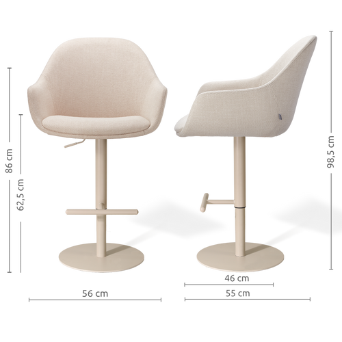 Nolon Niva-Mae tulp barkruk beige verstelbaar - beige poten