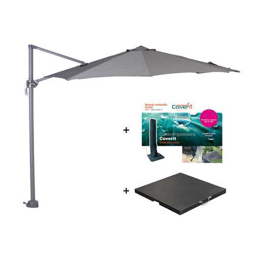 Zweefparasol Hawaii S - met voet en hoes - Donkergrijs - 300 cm - vtwonen shop