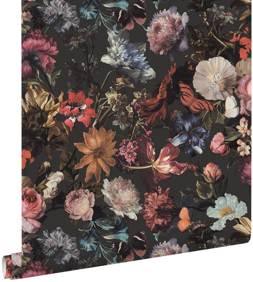 ESTAhome behang bloemen donkergrijs - 53 cm x 10.05 m - 139172 - vtwonen shop