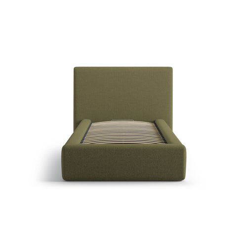 Cosmopolitan Design - Opbergbed met hoofdeinde Asti 90x200cm structurele stof groente - 220x130x95cm