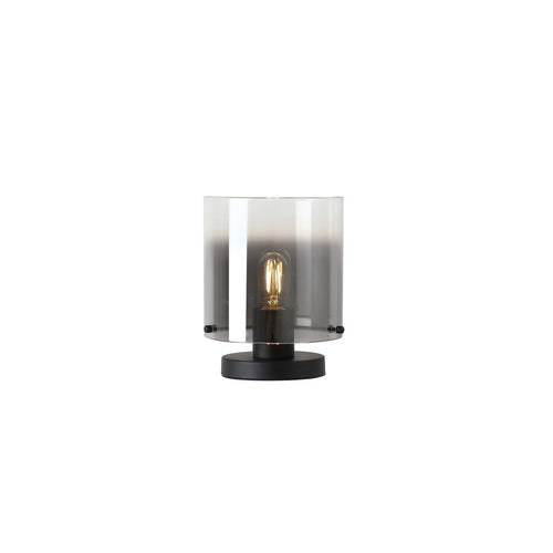 Searchlight Sweden 1-lichts tafellamp, matzwart metaal met gerookt ombre-glas