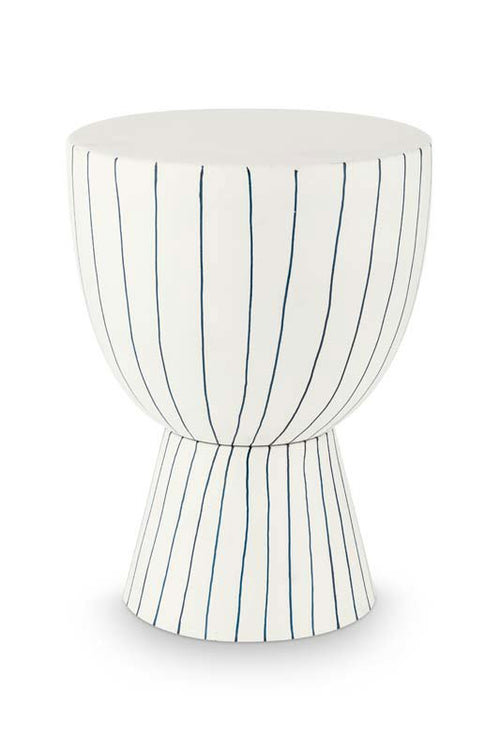 vtwonen Bijzettafel - Gestreept - Tafel van Metaal - Donkerblauw - 35,5x46cm