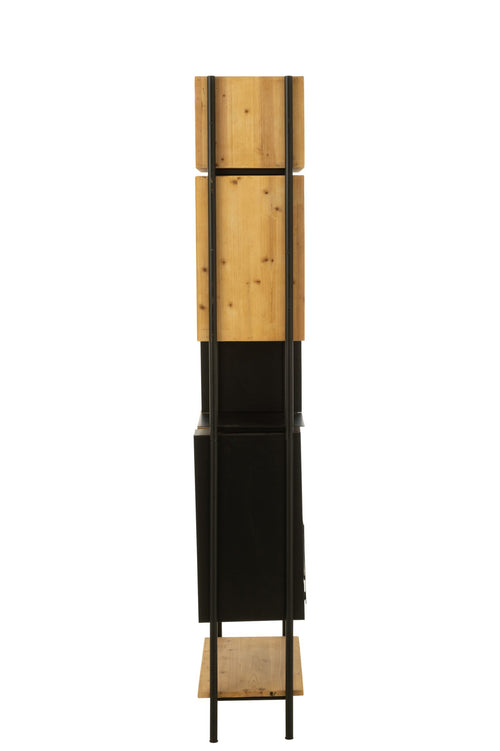 J-Line kast Tina - hout/ijzer - zwart/naturel - small