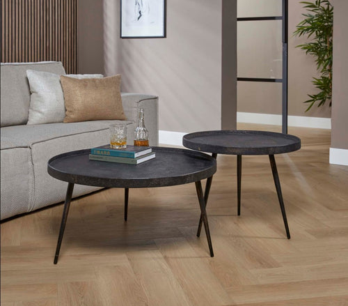 Giga Meubel Salontafel Metallic - Grijs Metaal - Set van 2 - 76x76x40cm - vtwonen shop