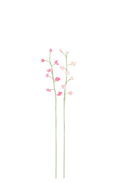 J-Line decoratie Bloem Gehaakt - polyester - roze - set van 2
