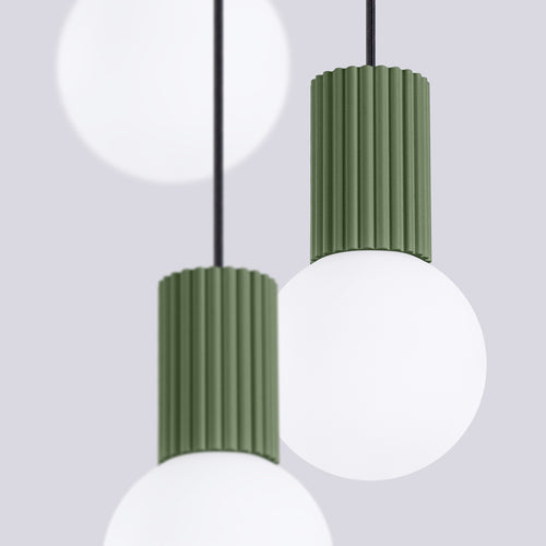 Sollux Lighting Hanglamp HALO 3P olijfgroen - 25x25x125cm