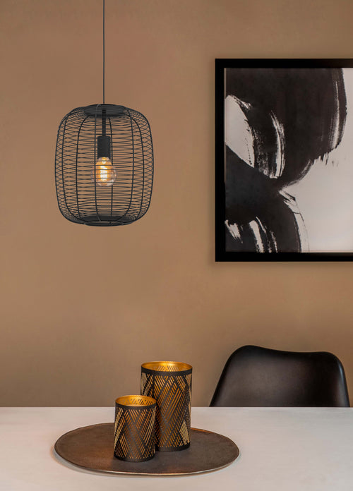 EGLO hanglamp Rinroe - e27 - ø 32,5 cm - zwart - staal