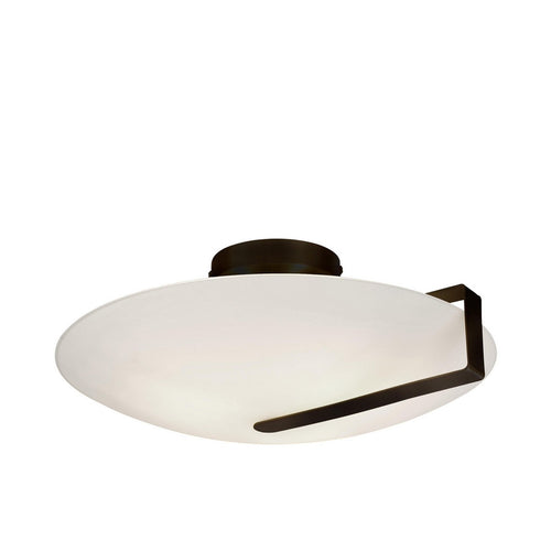 Searchlight Sundial Plafondlamp met inbouwspot - Zwart metaal en matglas