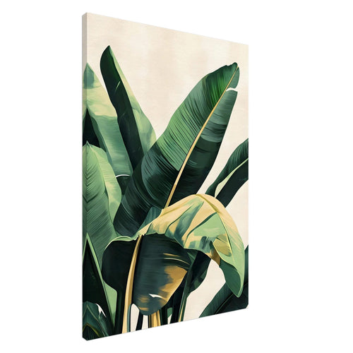 Artfulprints Canvas Tropical green leaves canvas - 80x120 cm - Groen