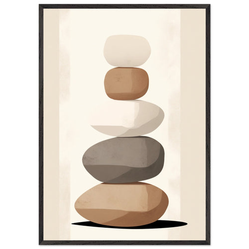 Artfulprints Poster met Lijst Stacked stones   - 70x100 cm - Taupe