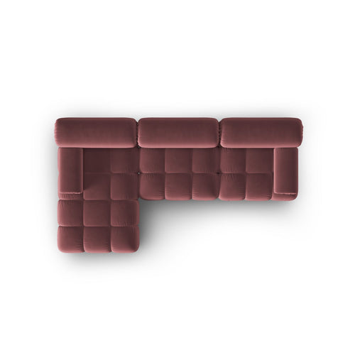 Cosmopolitan Design - Modulaire hoekbank links Cortina 4-zits, flueel roze - 155x282x70cm