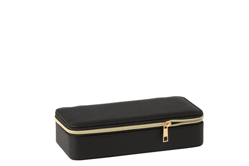 J-Line juwelendoos Rechthoek + spiegel - karton/kunstleder - zwart - vtwonen shop
