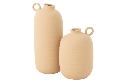 J-Line vaas Cassia - keramiek - beige - large - 38 cm hoog