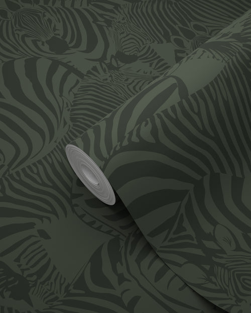 Origin Wallcoverings behang zebra's donkergroen - 50 x 900 cm - 347913